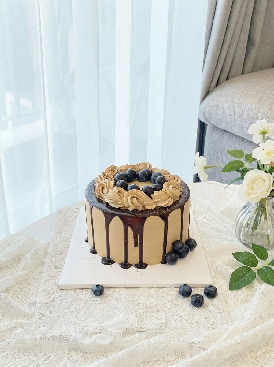 Bánh kem chocolate caramel việt quất
