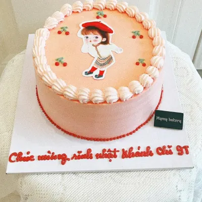 Bánh Kem Bé Gái Beret Đỏ
