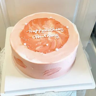 Bánh kem sinh nhật pastel cam hồng