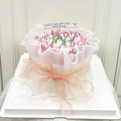 Bánh bó hoa tulip hồng