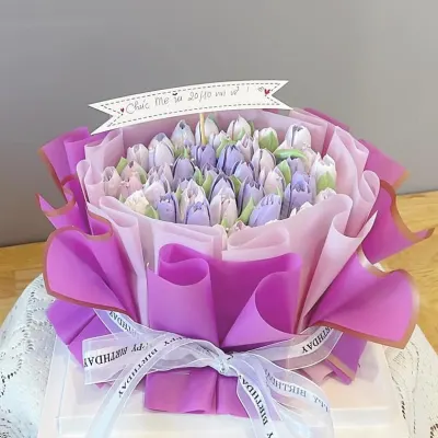 Bánh bó hoa tulip tím lavender