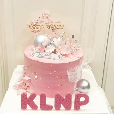 Bánh sinh nhật hồng pastel KLNP