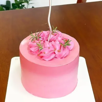 Bánh kem hồng hoa kem Hàn Quốc