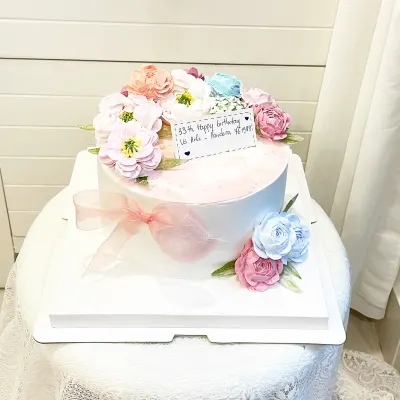 Bánh hoa Hàn Quốc cụm hoa cam đào