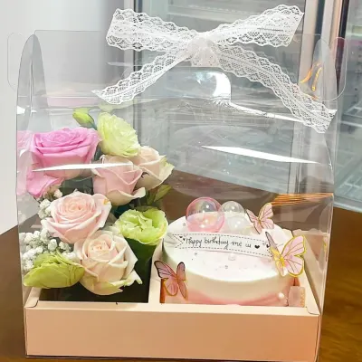 Bánh sinh nhật hoa tươi bướm hồng