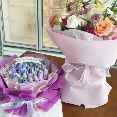 Bánh bó hoa tulip tím xanh