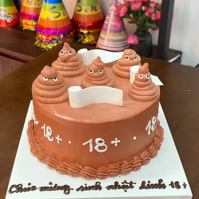 Bánh sinh nhật hình phân emoji 18+