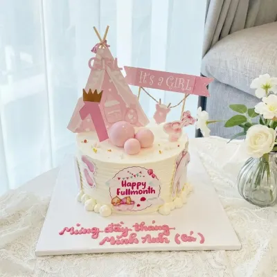 Bánh thôi nôi bé gái lều hồng