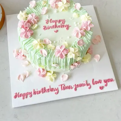 Bánh sinh nhật hoa cỏ pastel