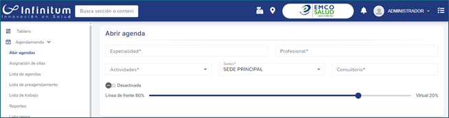 Ruta Agendamiento Abrir agendas