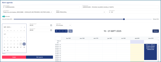 Abrir agenda configuración