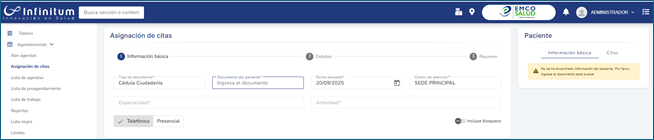 Ruta Asignación de citas