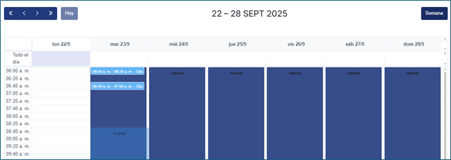 Calendario Lista de agendas