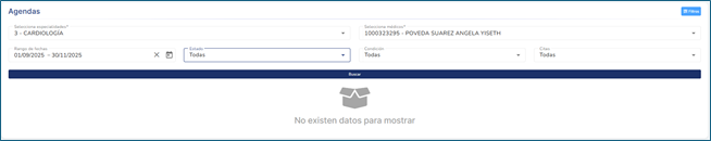 Pantalla principal Lista de agendas