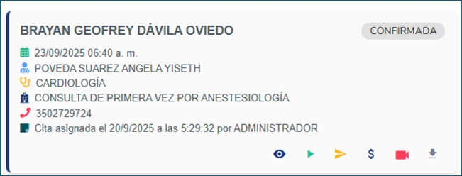 Atender cita Lista de trabajo