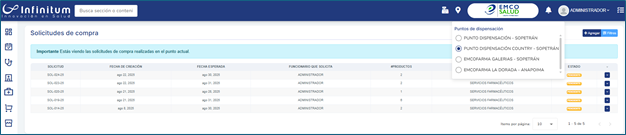 Cambiar punto de dispensación