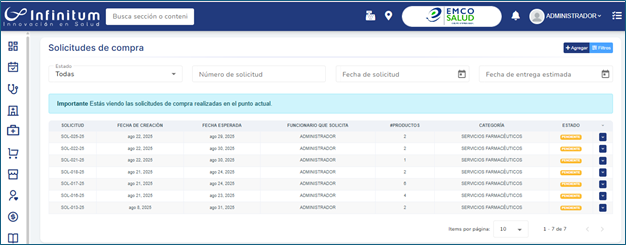 Agregar solicitud de compra