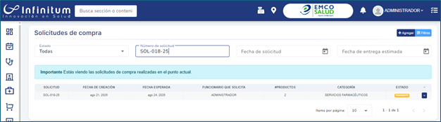 Agregar solicitud de compra