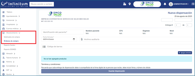 Ruta Órdenes de compra