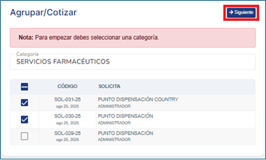 Agrupar y Cotizar Órdenes de compra