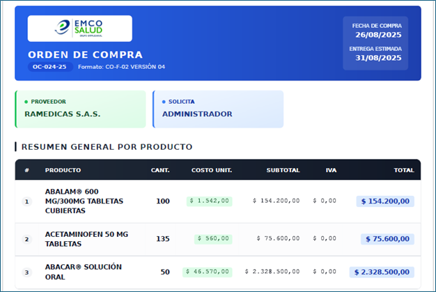 Descargar Orden de compra