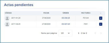 Generar acta de recepción