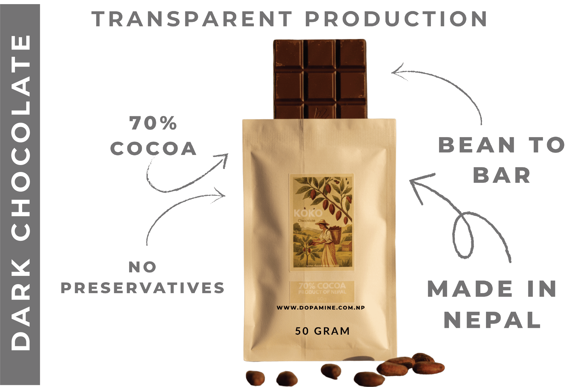 Photo of KOKO- 50 gm, 70% Dark Chocolate Bar