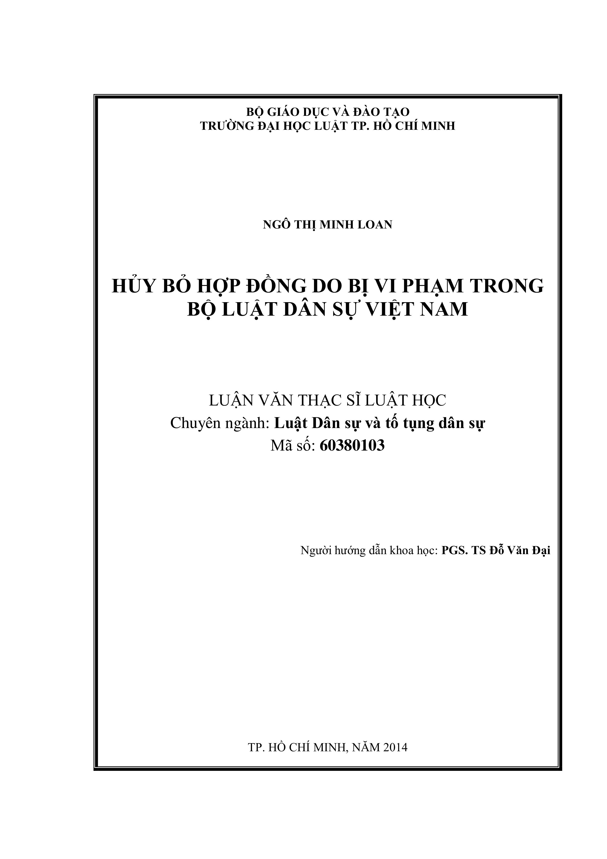Hủy bỏ hợp đồng do bị vi phạm trong Bộ luật Dân sự Việt Nam