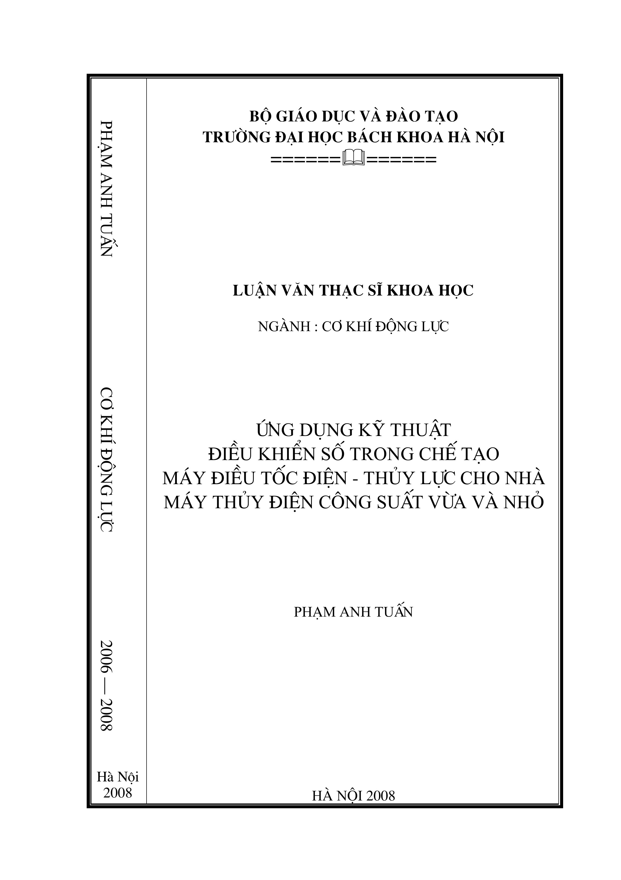 Ứng dụng kỹ thuật điều khiển số trong chế tạo máy điều tốc Điện - Thuỷ lực cho Nhà máy Thuỷ Điện công suất vừa và nhỏ