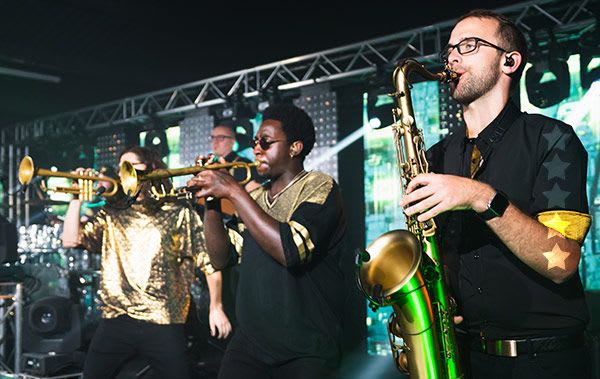 Horns section perform with the best kent wedding bands