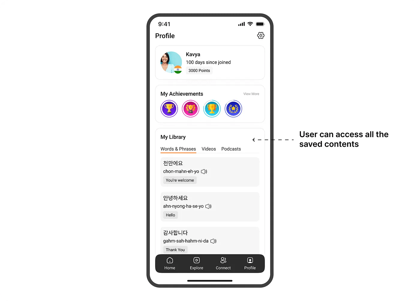 Profile screen