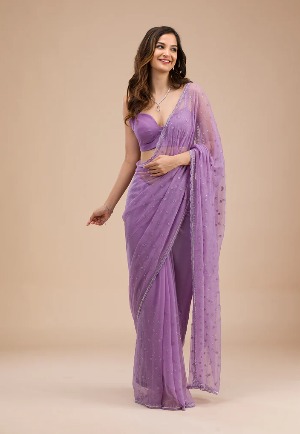 Threadwork Chiffon Saree - View 2