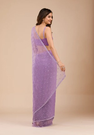 Threadwork Chiffon Saree - View 3