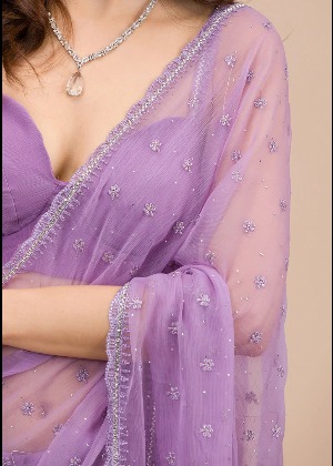 Threadwork Chiffon Saree - View 6