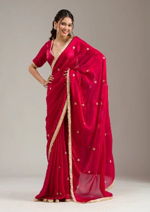 Threadwork Georgette Saree