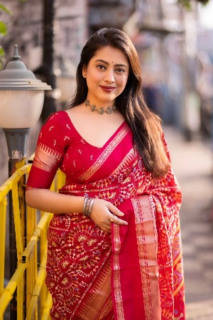 Ajrakh Print Cotton Saree - View 2