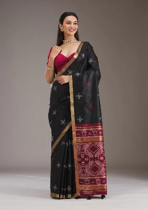 Black Zariwork Tissue Saree - View 4