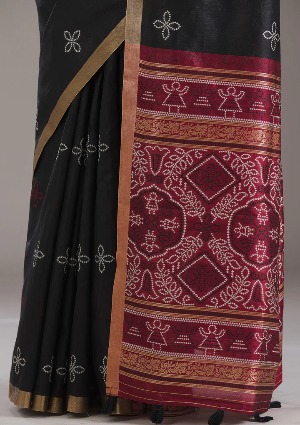 Black Zariwork Tissue Saree - View 6