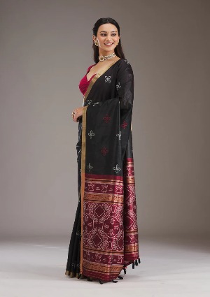 Black Zariwork Tissue Saree - View 5