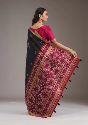 Black Zariwork Tissue Saree - View 3