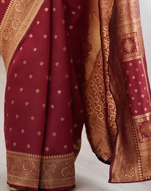 Purple Silk Woven Banarasi Saree - View 6