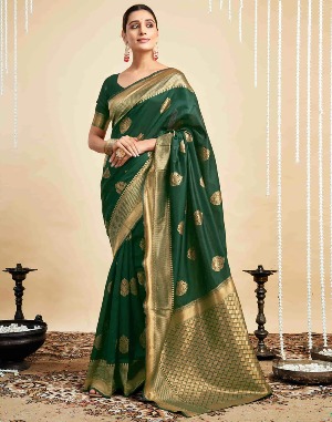 Green Silk Woven Banarasi Saree - banarasi saree