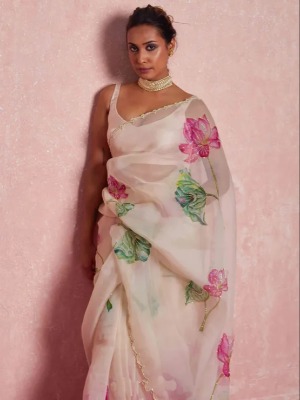 Organza Silk Traditional Saree - View 2