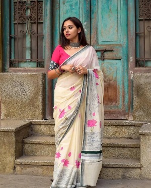 Modern Digital Print Linen Saree - Linen Sarees