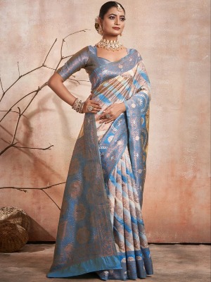 Classy Sky Traditional Silk Blend Kanjeevaram