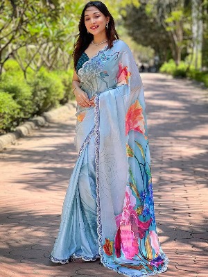 Floral Print Saree - View 2
