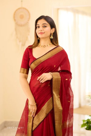 Royal Maroon Maheshwari Silk - View 5