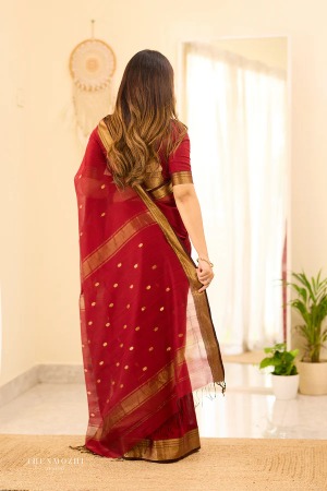 Royal Maroon Maheshwari Silk - View 6