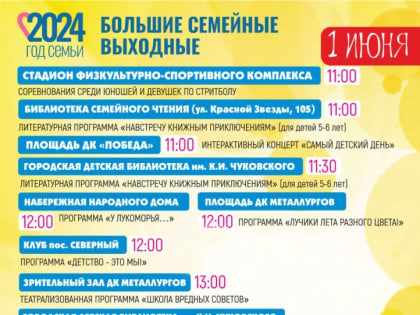 Кыштымцев приглашают на «Большие семейные выходные»