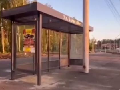 В Челябинске столб оказался посередине остановки на улице Бейвеля